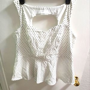 Torrid Retro sleeveless top black polka dot zip close cutout back size 1